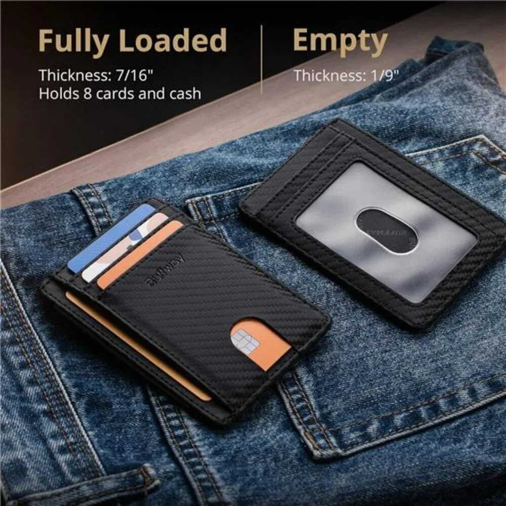 Buffway RFID Leather Wallet Slim Minimalist Front Pocket Wallet for Men Women